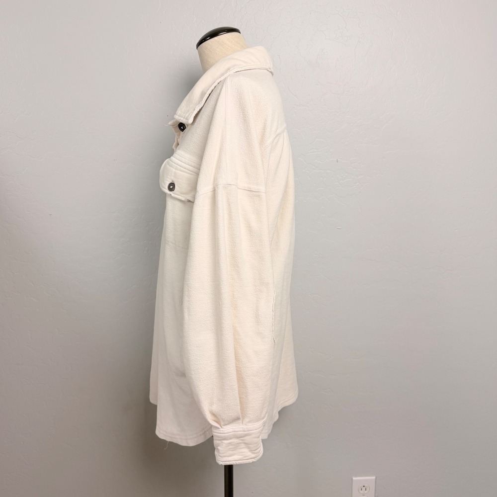 Free People Ruby Jacket Cream Fleece Oversized Button Down Shacket Womens M - Picture 3 of 10